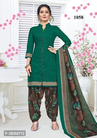 Classic Cotton Printed Dress Material with Dupatta for Women-thumb0
