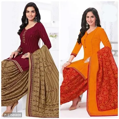 Fancy Synthetic Crepe Unstitched Dress Material For Women Pack Of 2