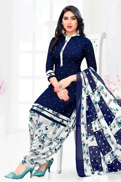 Exclusive Print Crepe Dress Material with Dupatta