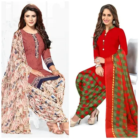 Fancy Synthetic Crepe Unstitched Dress Material For Women Pack Of 2