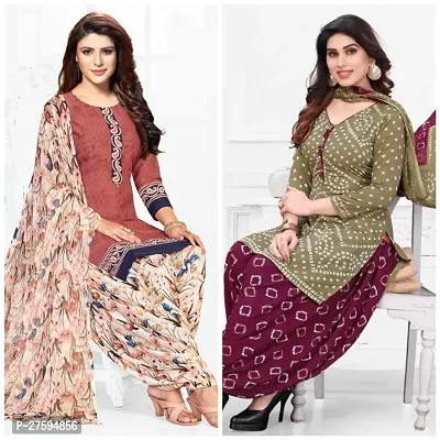 Fancy Synthetic Crepe Unstitched Dress Material For Women Pack Of 2