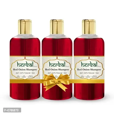 HERBAL CLEAN NATURAL Red Onion Shampoo  for Hair Growth and Hair Fall Control and Anti Dandruff andndash; With Black Seed Oil and Plant Keratin | Sulphates and Parabens  Free | Pack of 3