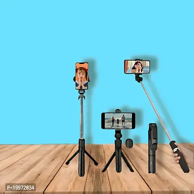 RST Selfie Stick 3 in 1 Function Sturdy Tripod Stand and Mobile Stand Selfie Stick (Black)-thumb3