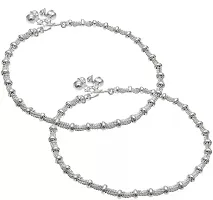 Morbih White Metal Fancy Payal Anklet For Girls and Women-thumb1