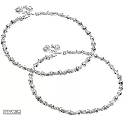 Morbih White Metal Fancy Payal Anklet For Girls and Women-thumb2