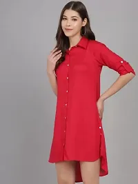 AONE Clothing Women's Regular Fit Self Design Button Down Collar Neck Casual Long Shirts for Ladies  Girls (Reds)-thumb2