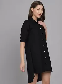 AONE Clothing Women's Regular Fit Self Design Button Down Collar Neck Casual Long Shirts for Ladies  Girls (BlackL)-thumb2