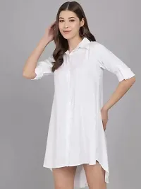 AONE Clothing Women's Regular Fit Self Design Button Down Collar Neck Casual Long Shirts for Ladies  Girls (WhiteL)-thumb3