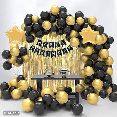 4 in 1 Birthday Party Decoration Golden &amp; Black Theme for Party Decoration (Set of 1)