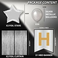 Birthday Party Decoration Silver Theme Happy Birthday Decoration Combo (Set of 1)-thumb1