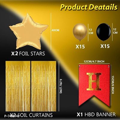 4 in 1 Birthday Party Decoration Golden  Black Theme for Party Decoration (Set of 1)-thumb2