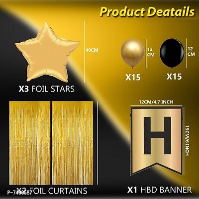 4 in 1 Birthday Party Decoration Black and Golden Theme for Party Decoration (Set of 1)-thumb2