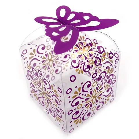 PARAS's Set of 25 Purple Empty PVC/Plastic Box, Gift Box, Empty Folding Gift Box, Chocolate Packing Box, Storage Box, Party Gift Box, Empty Chocolate Box