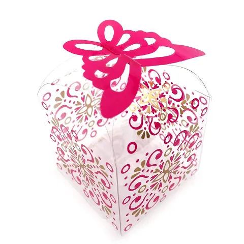 PARAS's Set of 25 Pink Empty PVC/Plastic Box, Gift Box, Empty Folding Gift Box, Chocolate Packing Box, Storage Box, Party Gift Box, Empty Chocolate Box