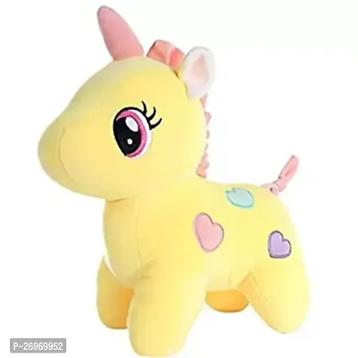 Stylish Quality Stuffed Yellow Unicorn Cotton Soft Toys For Kids-thumb0