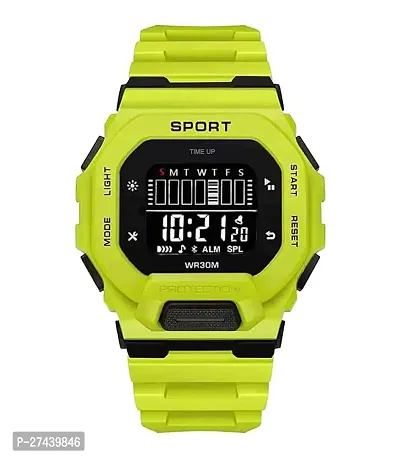 Stylish Green Silicone Analog And Digital Watches For Men-thumb0