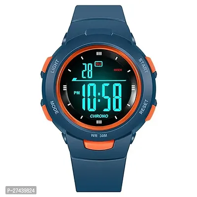 Stylish Blue Silicone Analog And Digital Watches For Men-thumb0