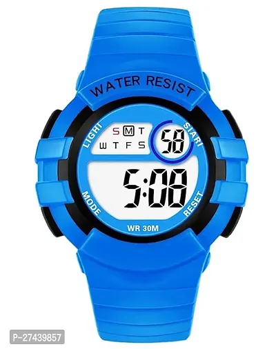 Stylish Blue Silicone Analog And Digital Watches For Men-thumb0