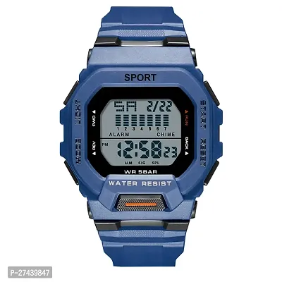 Stylish Navy Blue Silicone Analog And Digital Watches For Men