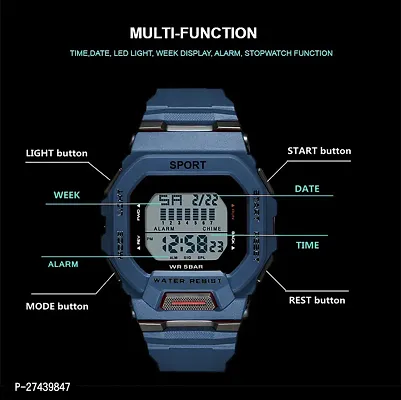 Stylish Navy Blue Silicone Analog And Digital Watches For Men-thumb2