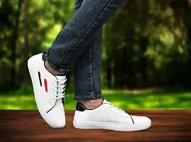 Stylish White Synthetic Solid Running Shoes For Men-thumb1