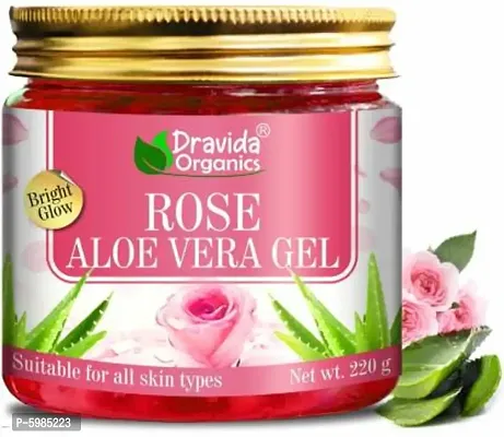 Organics 100% Pure Rose Aloe Vera Gel for Beautiful Skin  Hair  (220 g)-thumb0