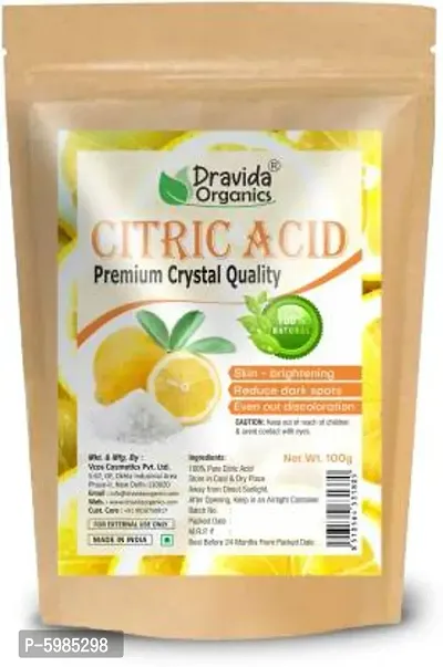 Dravida Organics Citric Acid Powder For Skin Lightening, Hydration, Whitening  (100 g)