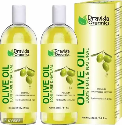 Dravida Organics Extra Virgin Olive Oil for Beautiful Hair, Skin, Face  Body Massage Oil Hair Oil  (200 ml)-thumb0