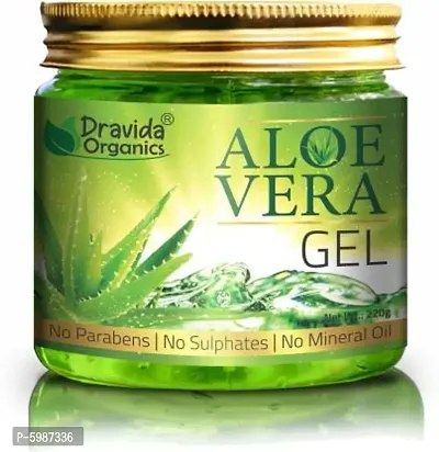 Dravida Organics Pure Aloe Vera Gel (220 Gram ) - Ideal for Skin Care, Face, Acne , Hair Treatment  (220 g)