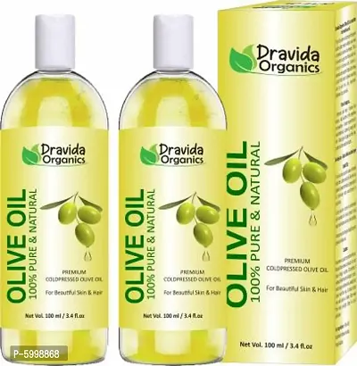 Dravida Organics Extra Virgin Olive Oil for Beautiful Hair, Skin, Face and Body Massage Oil Hair Oil  (200 ml)-thumb0
