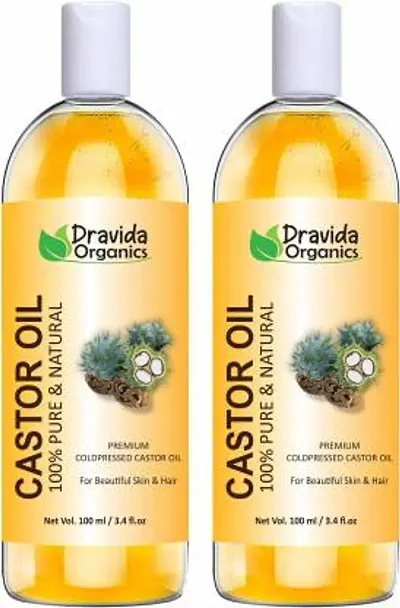 Dravida Organics Cold-Pressed 100% Pure Castor Oil (Pack of 2) Hair Oil  (200 ml)