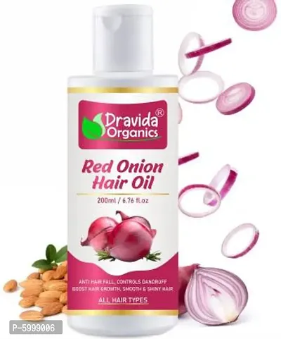 Dravida Organics Red Onion Hair Oil - Hair Regrowth and Hair Fall Control Hair Oil  (200 ml)-thumb0