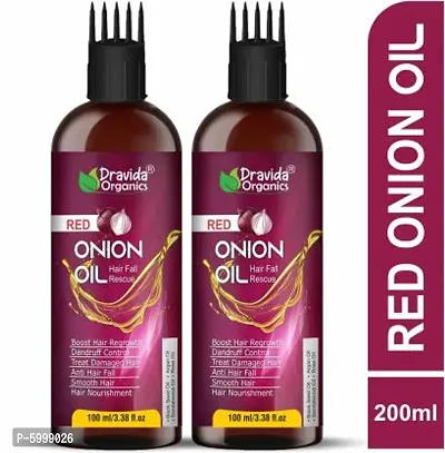 Dravida Organics Onion Black Seed Hair Oil - WITH COMB APPLICATOR - Controls Hair Fall - NO Mineral Oil, Silicones, Cooking Oil and Synthetic Fragrance Hair Oil  (200 ml)