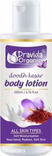 Dravida Organics Body Lotion Doodh Kesar - Moisturisation, Nourished, Radiant, Soft Skin  (200 ml)-thumb0