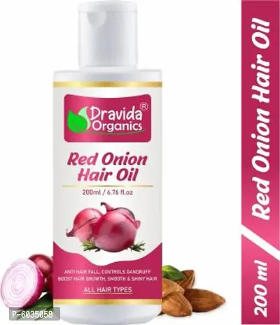 Dravida Organics Red Onion Hair Oil for Hair Regrowth and Hair Fall Control Hair Oil  (200 ml)