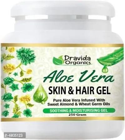 Dravida Organics Pure Natural Aloe Vera Gel (250 Gram ) - Ideal for Skin Care, Face, Acne Scars, Hair Treatment  (250 g)
