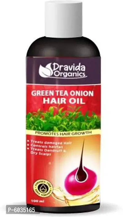 Dravida Organics Green Tea Onion Hair Oil with Onion Oil for Hair Growth, Dandruff Hair Oil  (100 ml)