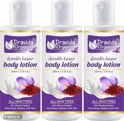Dravida Organics Body Lotion Doodh Kesar - Moisturisation, Nourished, Radiant, Soft Skin  (600 ml)