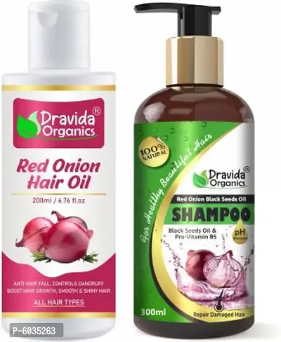 Dravida Organics Red Onion Hair Oil Ultimate Hair Care Kit (Shampoo + Hair Oil)  (2 Items in the set)