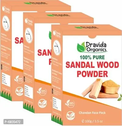 Dravida Organics Sandalwood (Chandan) Face Pack Powder (Pack of 3)  (300 g)