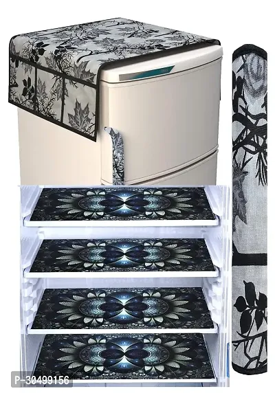 Quality Fridge Cover Combo Of 1 Fridge Top Cover, 1 Handle Cover and 4 Fridge Tray Mats