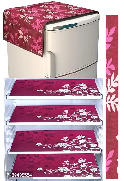 Quality Fridge Cover Combo Of 1 Fridge Top Cover, 1 Handle Cover and 4 Fridge Tray Mats