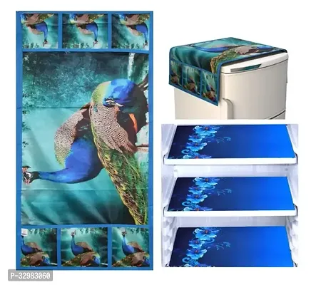 Stylish Quality Fridge Cover Combo Of 1 Fridge Top Cover and 3 Fridge Tray Mats-thumb0