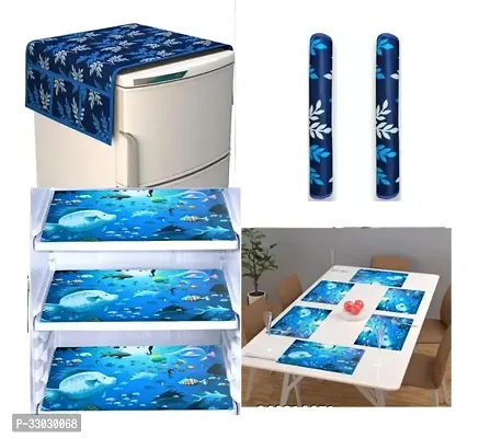 Stylish Quality Fridge Cover Combo Of 1 Fridge Top Cover and 3 Fridge Tray Mats-thumb0