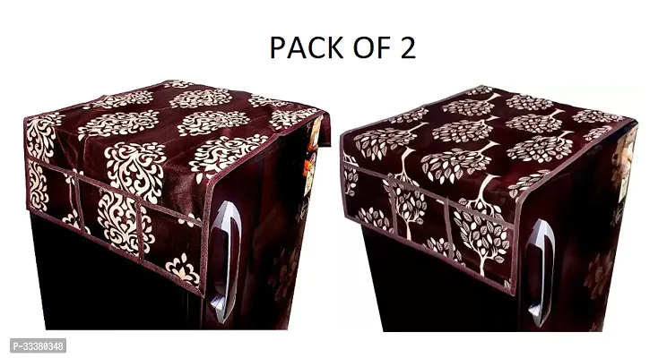 Stylish Polyester Printed Fridge Top Cover, Pack of 2