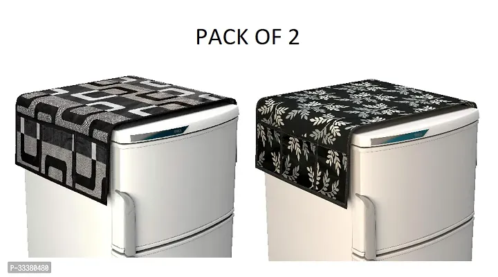 Stylish Polyester Printed Fridge Top Cover, Pack of 2-thumb0