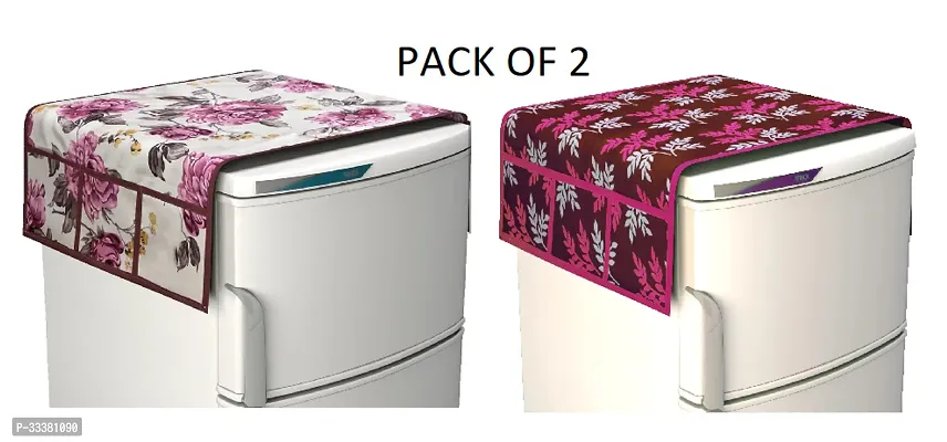 Stylish Polyester Printed Fridge Top Cover, Pack of 2