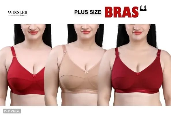Special Plus Size Non Padded Full Coverage Bra (Pack Of 3)