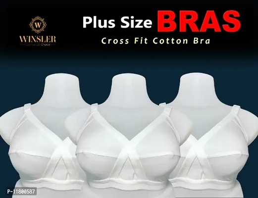 Special Big Size Non Padded Cross Fit Bra (Pack Of 3)