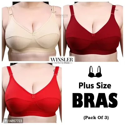 Special Big Size Non Padded Full Coverage C Cup Bra (Pack of -3)